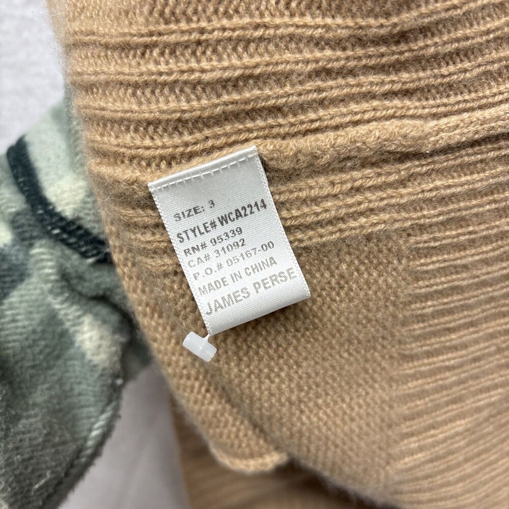 James Perse Sz 3 100% Cashmere Long Cardigan Sweater Tie Belt Sleeveless Tan - Picture 4 of 6